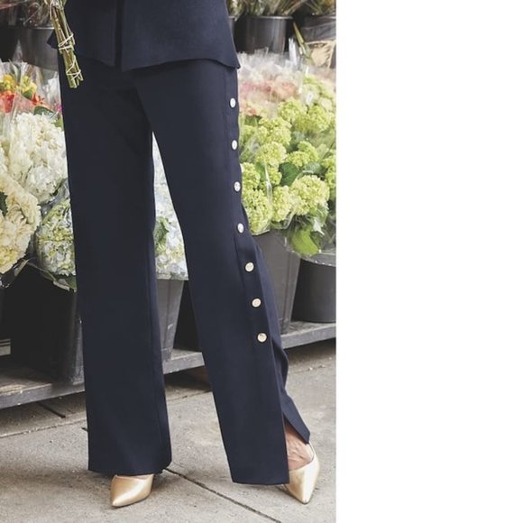 Ashro Pants - Ashro Navy Side Button Pants Size 12